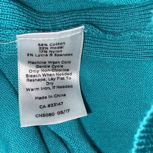 Talbots petites turquoise knit sweater size small petite cotton blend - Picture 5 of 7